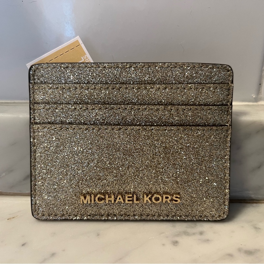 Michael Kors glitter gold cardholder